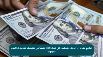 تراجع مفاجئ.. الدولار ينخفض إلى تحت الـ48 جنيهاً في منتصف تعاملات اليوم بالبنوك